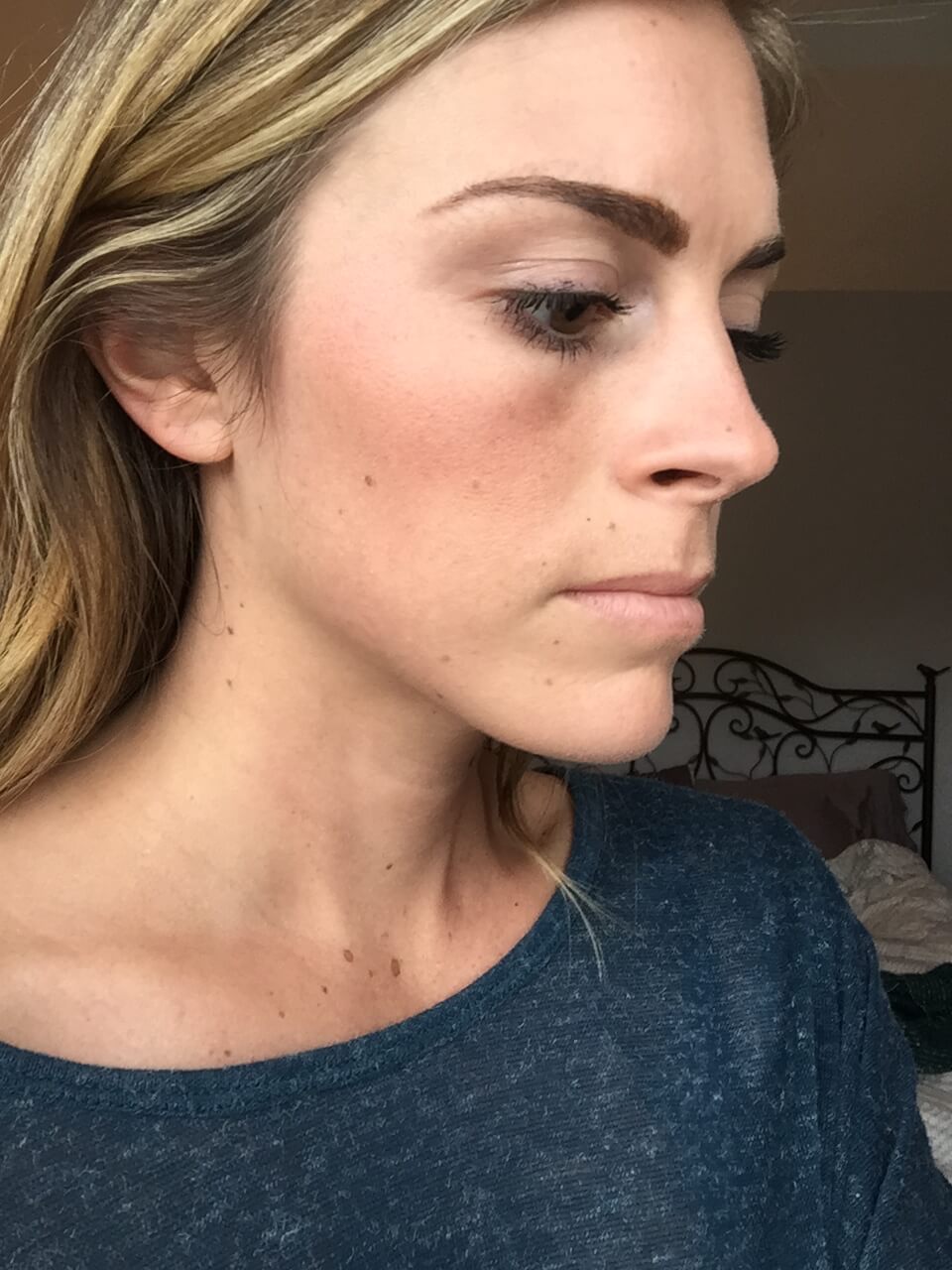 side view of girl showcasing the magic foundation to wear one color year round
